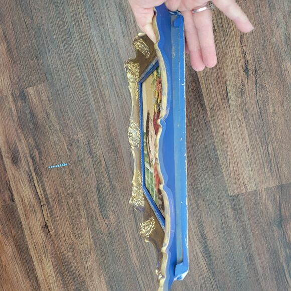 Vtg Framed Needlepoint Old Fashion Girl Embroidering Wall Decor Art Romantic - Picture 10 of 15